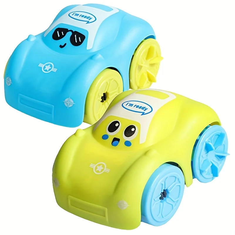 물 체인과 스프링 메커니즘이 있는 수륙양용 장난감 자동차 2개, 재미있는 목욕 장난감