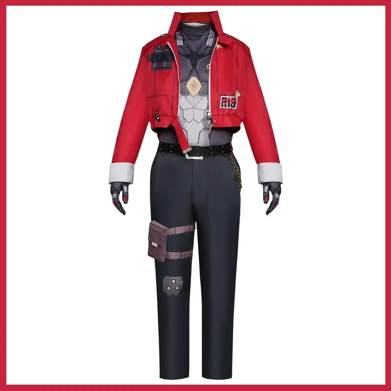 アニメゲーム ゼノレスゾーンゼロ ビリー・ザ・キッド コスプレ衣装 カニングヘアーズ レッドユニフォーム マスク ウィッグ 大人男女 ハロウィンスーツx;2'