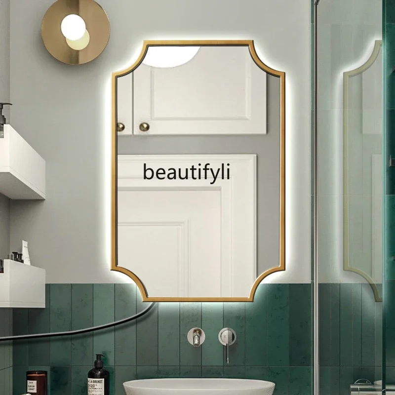 American retro decorative mirror LED light porch  wall-mounted bathroom square makeup  wall-mounted vanity mirror light strip