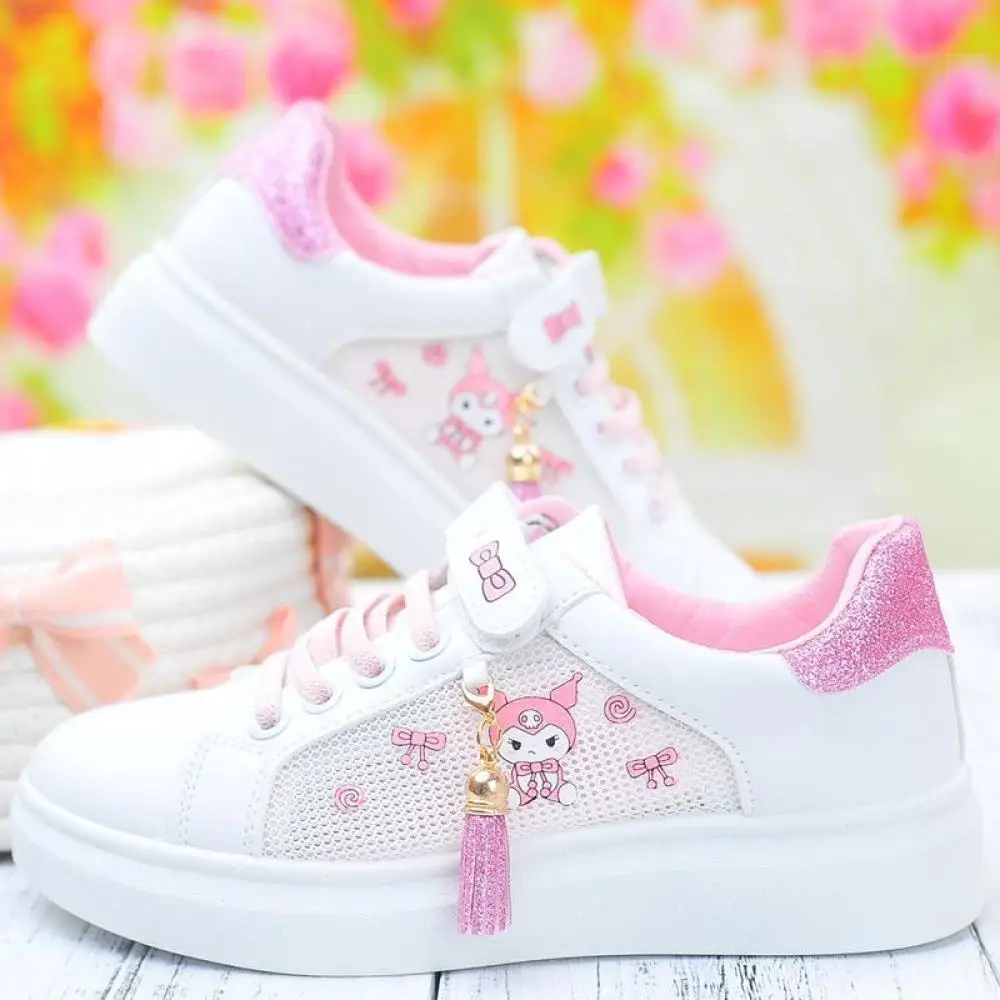 Kuromi hello kitty meninas tênis minha melodia cinnamoroll sanrio crianças sapatos casuais primavera antiderrapante sapatos de rede dos desenhos animados esportes shoe25