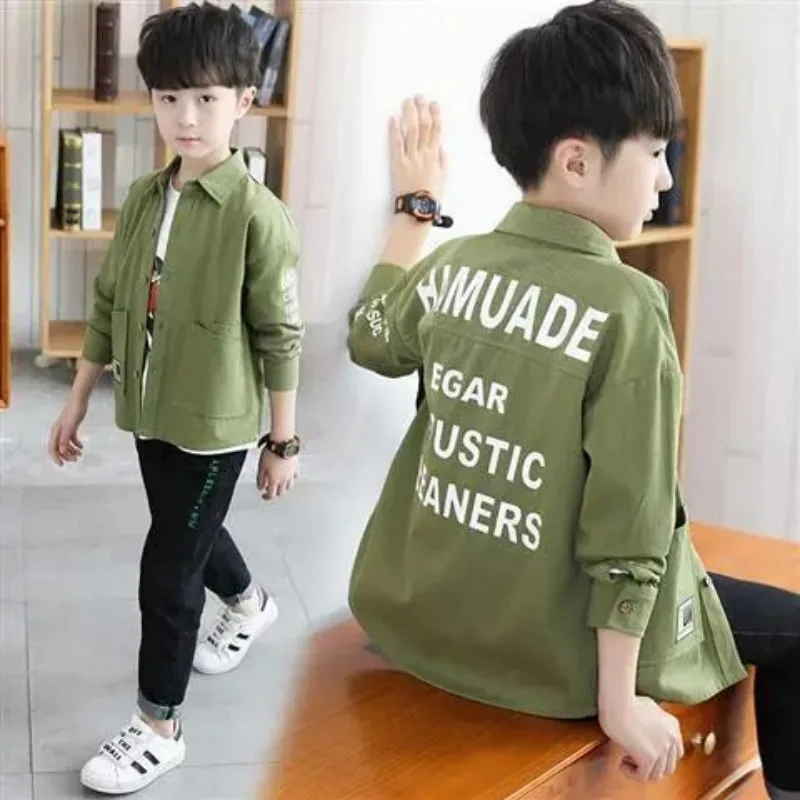 

Children's Long sleeved Shirt Spring and Autumn New Style Boys' Pure Cotton Korean Edition Long sleeved Shirt