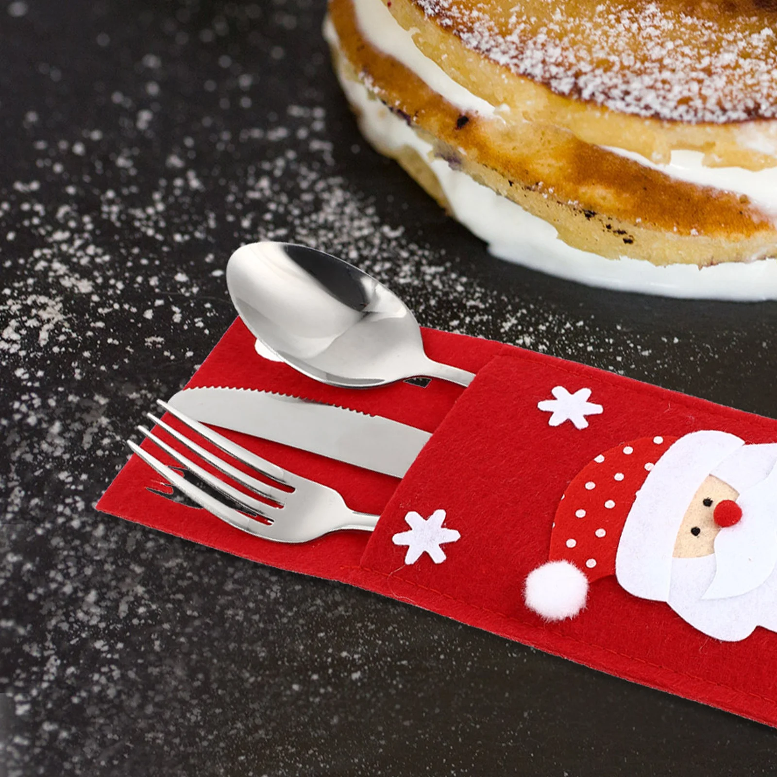 

4Pcs Tableware Pocket Christmas Design Storage Bags for Cutlery Silverware Dinning Decor Home Festive Atmosphere
