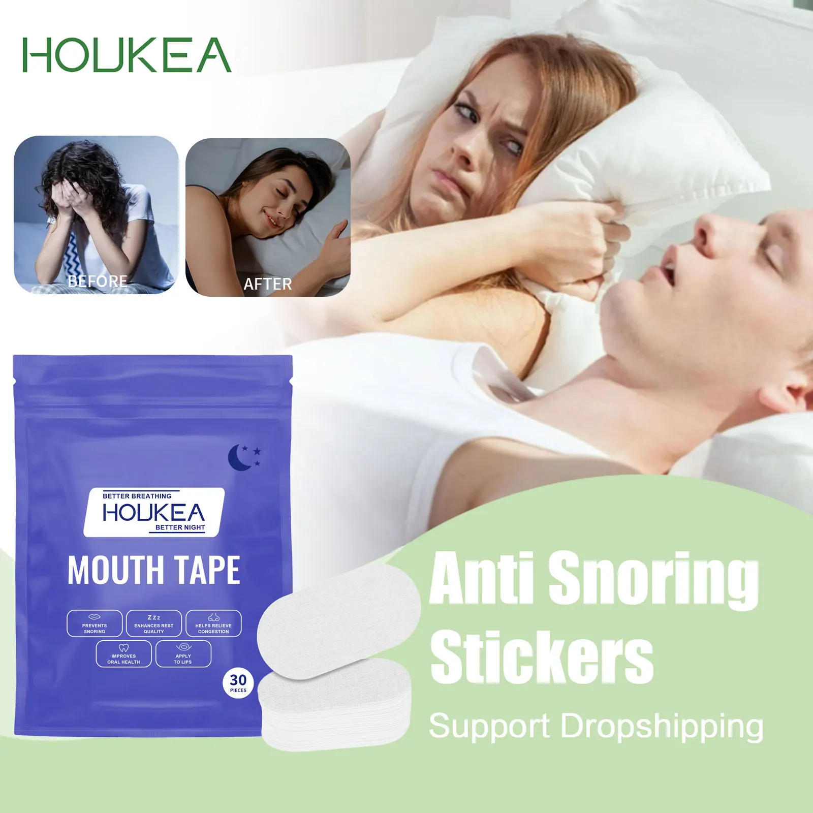 Stop Snoring Mouth Tape Night Sleep Anti-Snoring Stickers Promote Nasal Breathing Improving Patch Prevent Snore Sleep Aid Tool