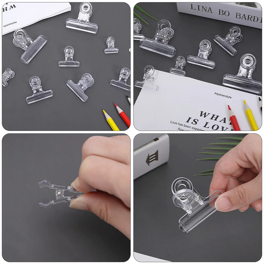10 Pcs Binder Clips Transparent Dovetail Students Paper Bill Small Stationary File Folder