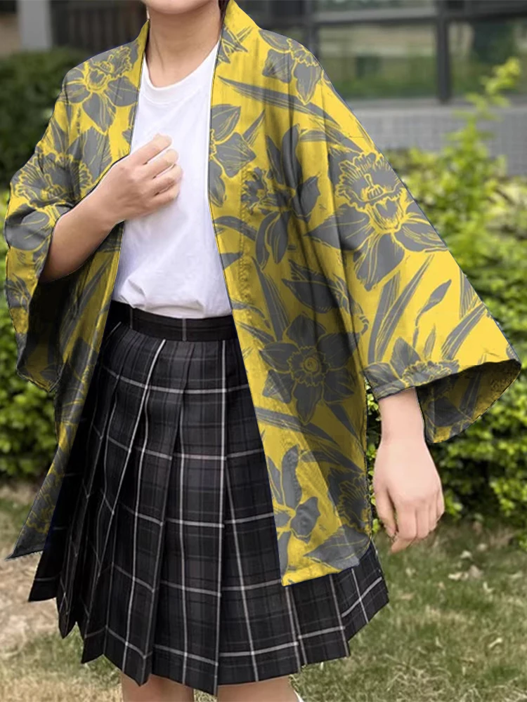 Casual Japanese Kimono Japanese Traditional Costume Holiday Casual Print Loose Comfort High-end Cardigan Large Size Half Sleeve