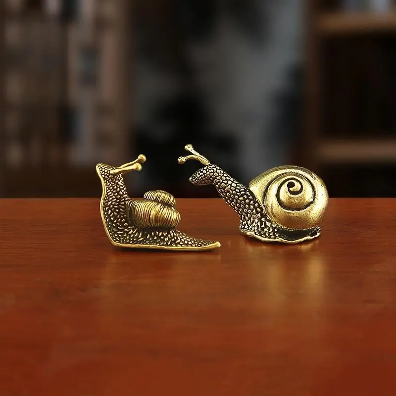 3Pcs/set Brass Simulation Animal Figurines Copper Snail Desktop Ornaments Tea Pet Miniatures Home Decoration