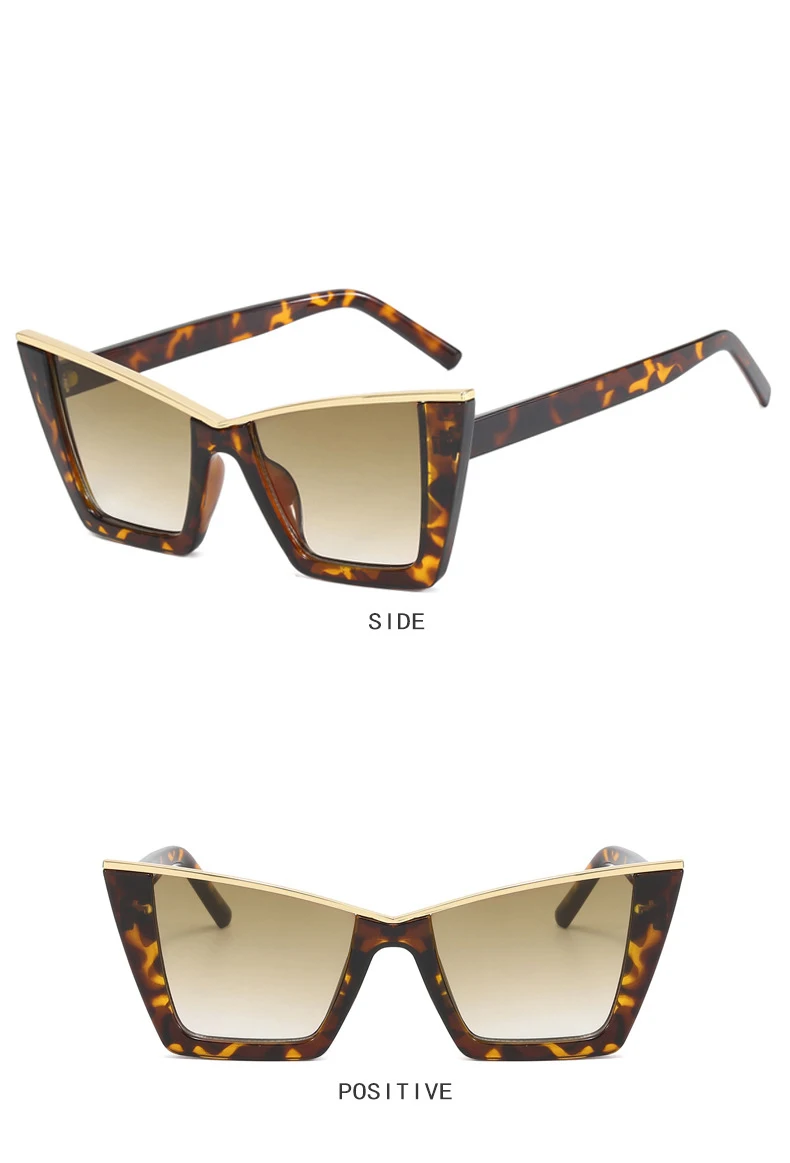 Neue Mode übergroße Cat Eye Sonnenbrille Farbverlauf Farbe Luxus Brillen Designer Schmetterling halben Metallrahmen Damen Sonnenbrille – Detail 8
