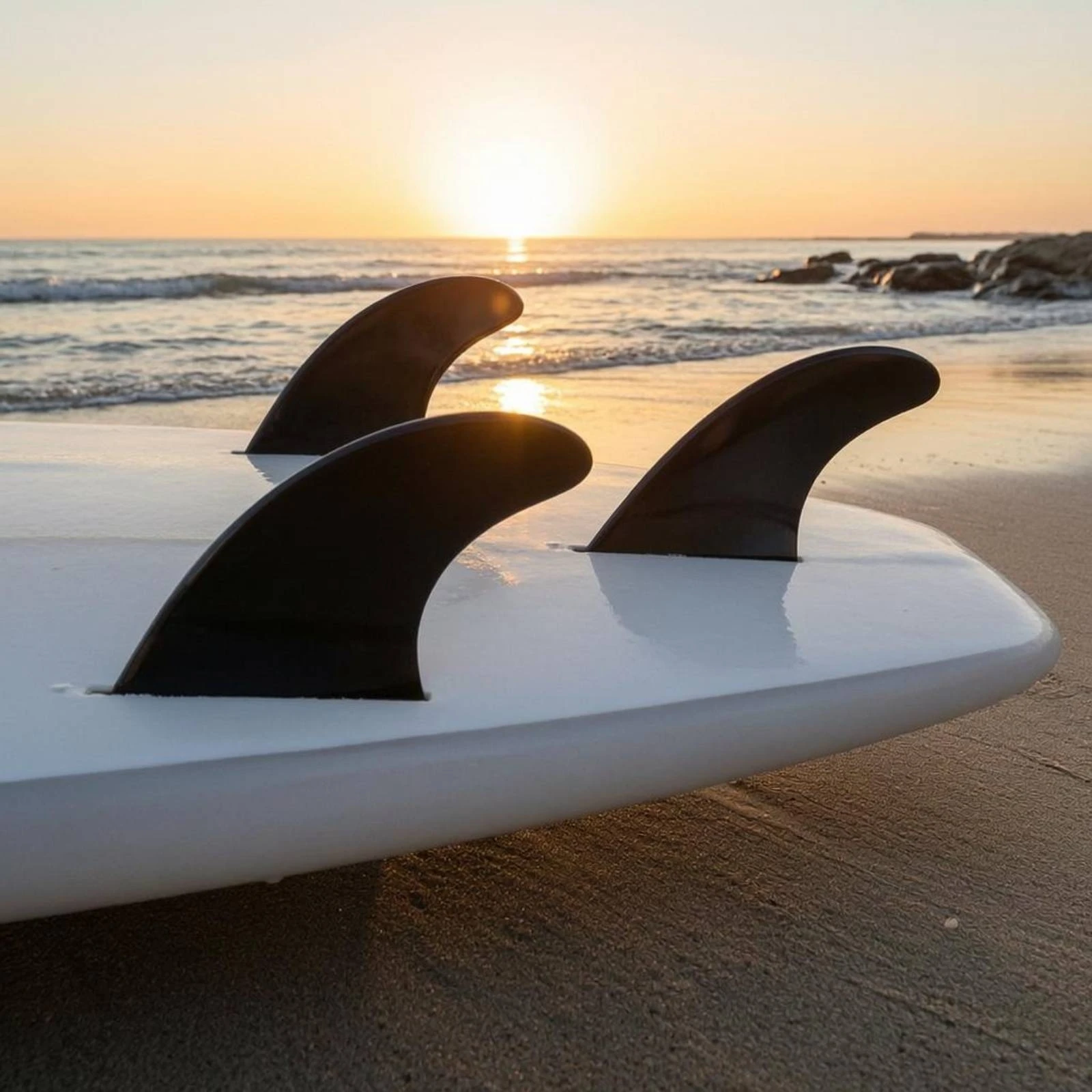 

3 Pieces Surfboard Fin Set Easy to Install Tri-Fin Set Thruster Fins Lightweight Tri Fins Long-Lasting