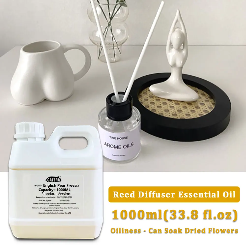 

GAFERA 1000 мл (33,8 жидких унции), английская груша, фрезия, беспламенные эфирные масла для ароматерапии, тростниковый диффузор, духи в большой флаконе