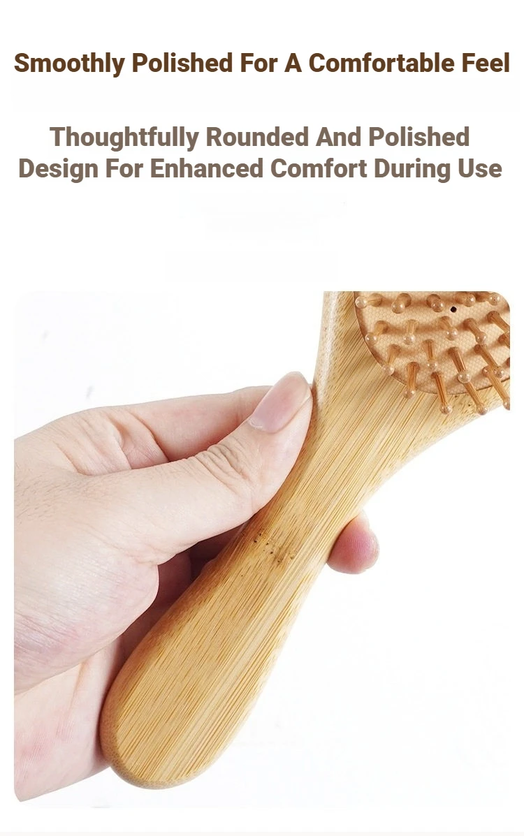 1 Stück professionelle Haarbürste aus Bambusholz mit Kissen, Paddle-Haarkamm, zur gesunden Kopfhautmassage, Haarpflege, zur Vorbeugung von Haarausfall – Detail 6