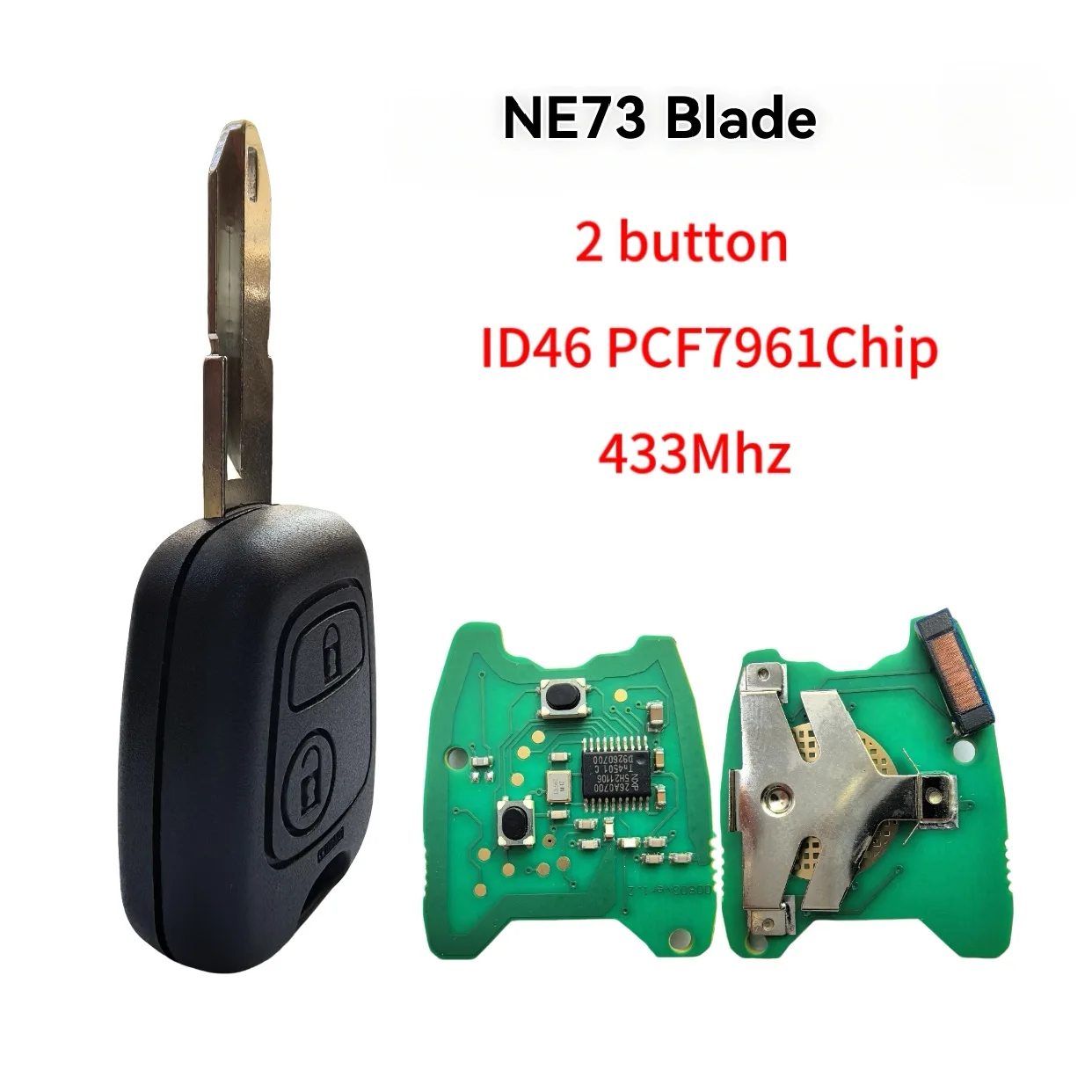 2-Tasten-Fernbedienungsschlüssel mit ID46 PCF7961 Chip, 433 MHz, für Peugeot 107, 206, 207, 306, 307, 407 und Citroen C1, C2, C3, Saxo, Xsara, Picasso – Detail 5
