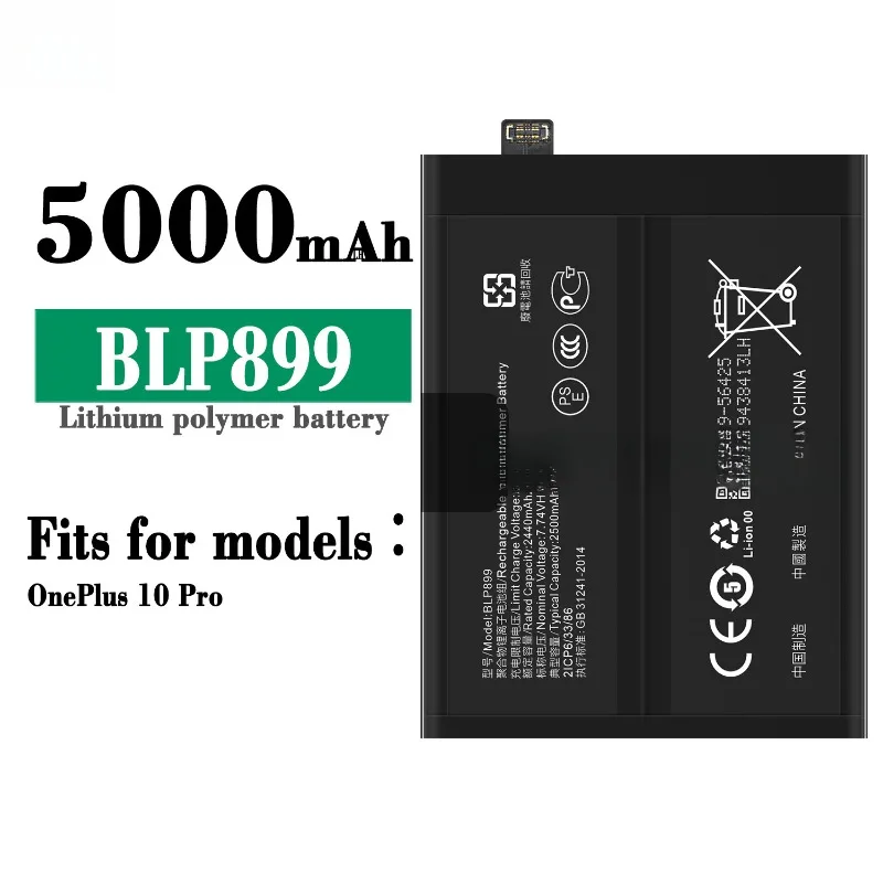 Nieuw verbeterde BLP899 5000 mAh vervangende batterij voor OPPO voor OnePlus 10 Pro Hoge capaciteit mobiele telefoon batterijen + gereedschap