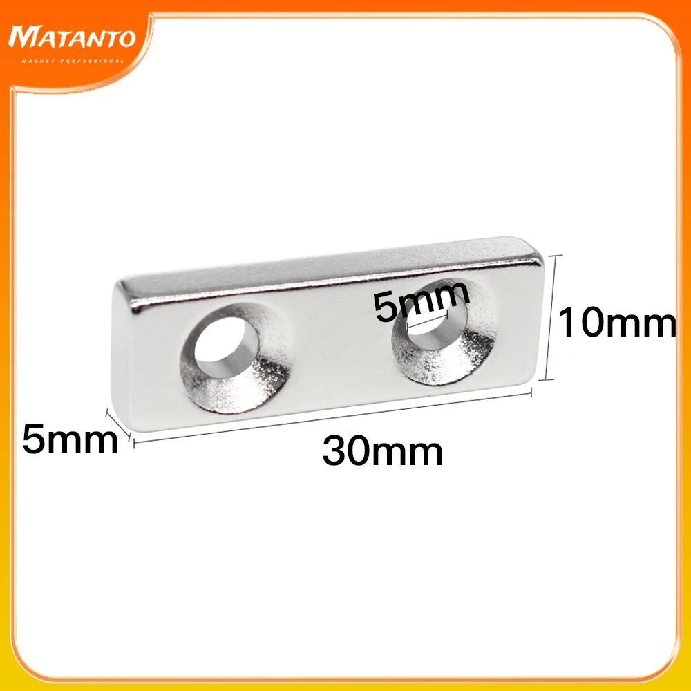 

2/5/10/15/20/50PCS 30x10x5-5mm Neodymium Magnet Countersunk Hole 5mm Block Rectangular Powerful Strong Magnetic Magnet 30*10*5-5