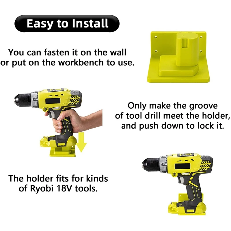 New 5 Packs Tools Drill Mount Holder, Fit For Ryobi 18V Tool Holder Dock Hanger With 20 Screws