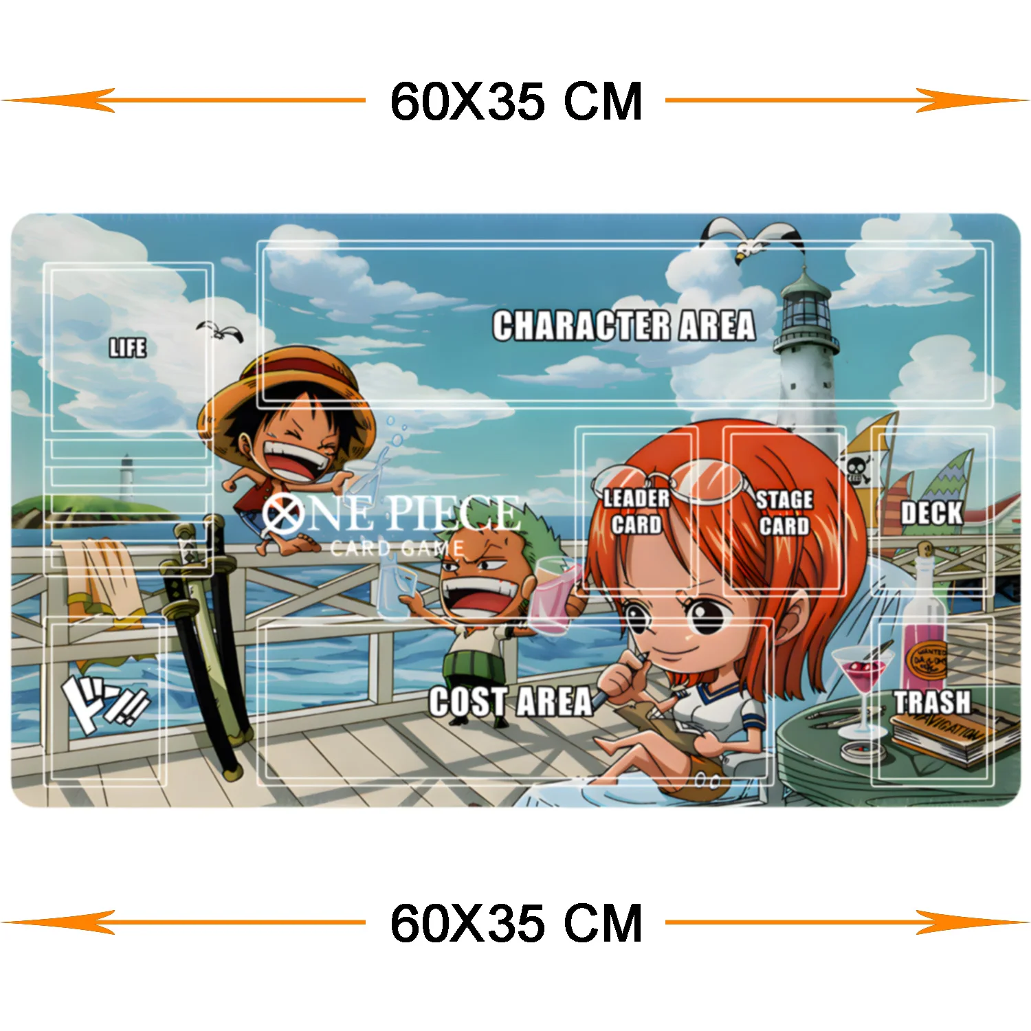 New One Piece Cards Playmat Single Double Person 60cm 35cm Trafalgar D. Water Law