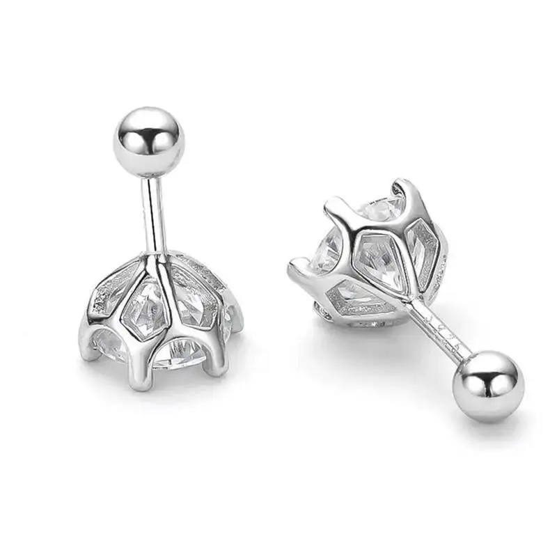 0,3-2CT Moissanit-Ohrringe 925 Sterling Silber Rundschliff Ohrstecker Piercing-Ohrringe für Männer und Frauen Feiner Schmuck – Detail 3
