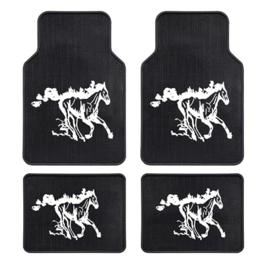 

All-Weather Rubber Car Floor Mats for Bronco Mustang Custom-Fit, Anti-Slip, Heavy Duty, White