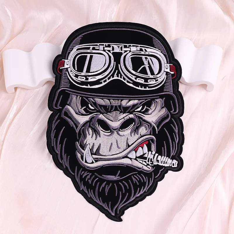 Cool Smoking Monkey toppe ricamate Large Back Punk Skull/Animal Patch Iron On Patch per abbigliamento toppe termoadesive