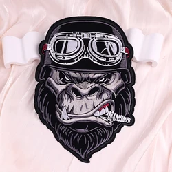 Cool Smoking Monkey toppe ricamate Large Back Punk Skull/Animal Patch Iron On Patch per abbigliamento toppe termoadesive