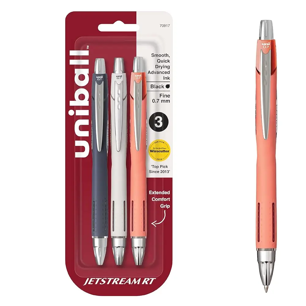 

uni-ball Jetstream RT Pens - NY Times Wirecutter Best Pen for Over a Decade - Pack of 3 Black Fine Point Pens, 0.7mm - Back t