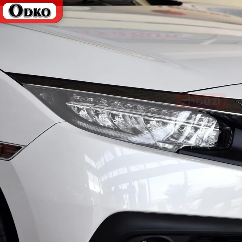 

Car Headlight Protective Tint Film Smoke Black Transparent TPU Transparent Sticker For Honda Civic 10th Gen FC/FK 2016-2021 2pcs