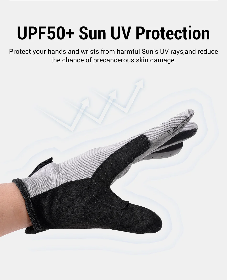 Noeby Angelhandschuhe, rutschfest, voller Finger, Outdoor, Sonnenschutz, Anti-UV, Radfahren, Laufhandschuhe, Herren und Damen, Tackle – Detail 5