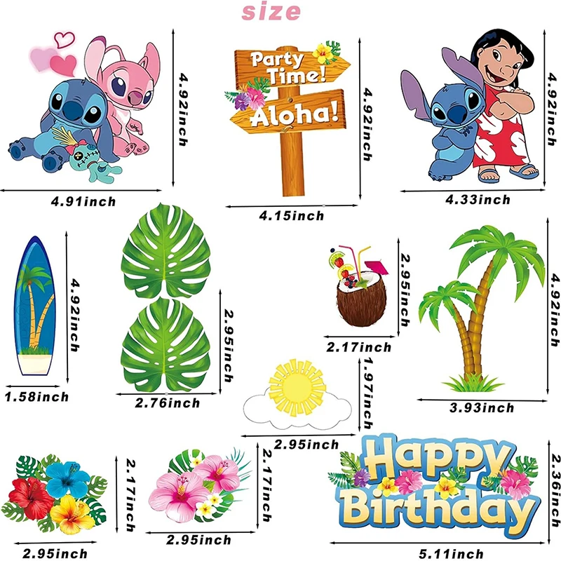 ديزني غرزة موضوع كعكة الزينة أنماط متعددة كعكة توبر أطفال بنات حفلة عيد ميلاد لوازم استحمام الطفل هدية كب كيك ﻿