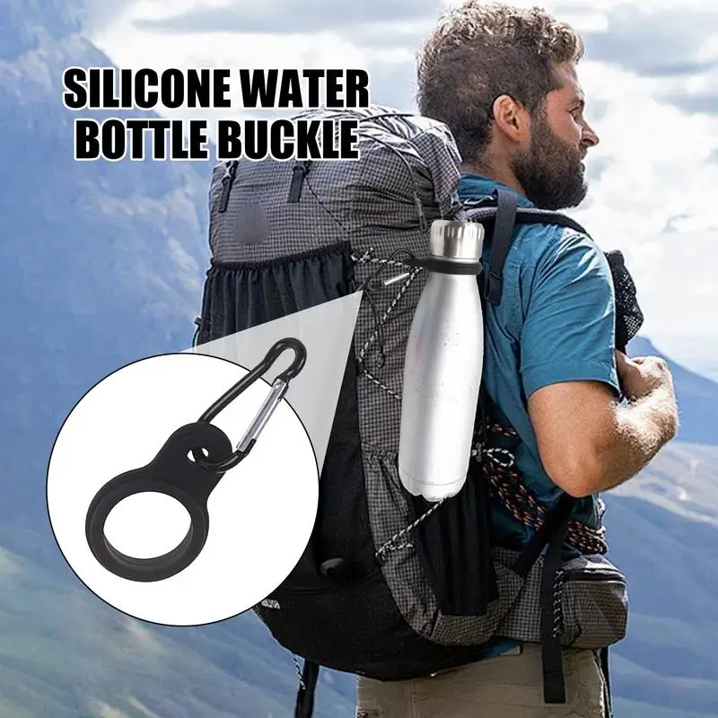 Silicone Water Bottle Buckle Silicone Water Bottle Clip Carabiner Lightweight Hands-Free Backpack Accessories For Traveling