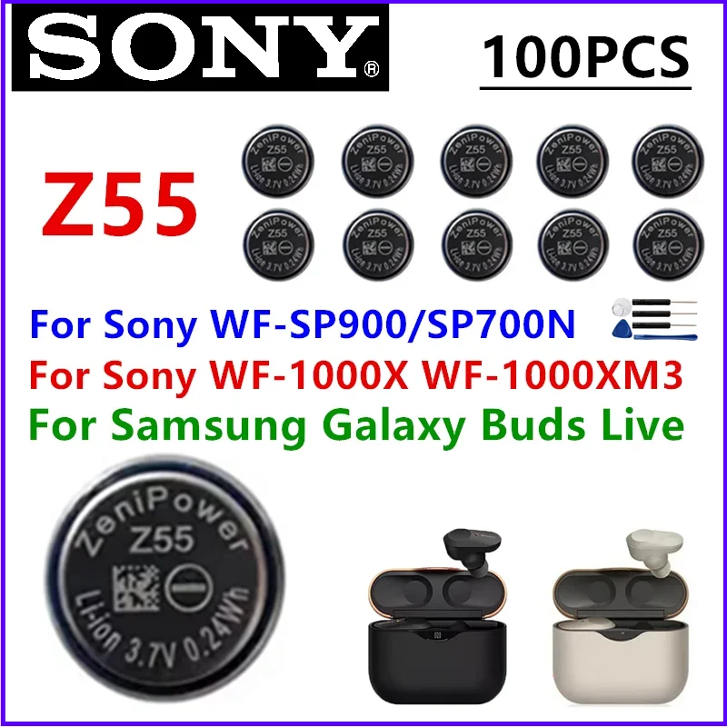 New Battery Z55 replacement CP1254 3.7V For Sony WF-1000XM3 WI-SP600NWF-1000X For Samsung Buds Plus SM-R175 EP-QR175 + tools