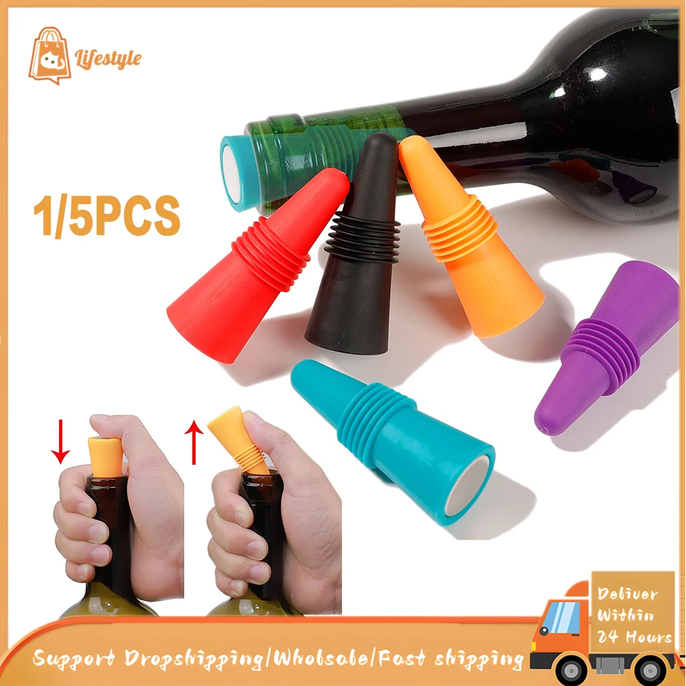 

Silicone Wine Bottle Stopper Leak-proof Beer Champagne Cap Closer Freshness Wine Cork Plugs Lids Family Bar Preservation Tools