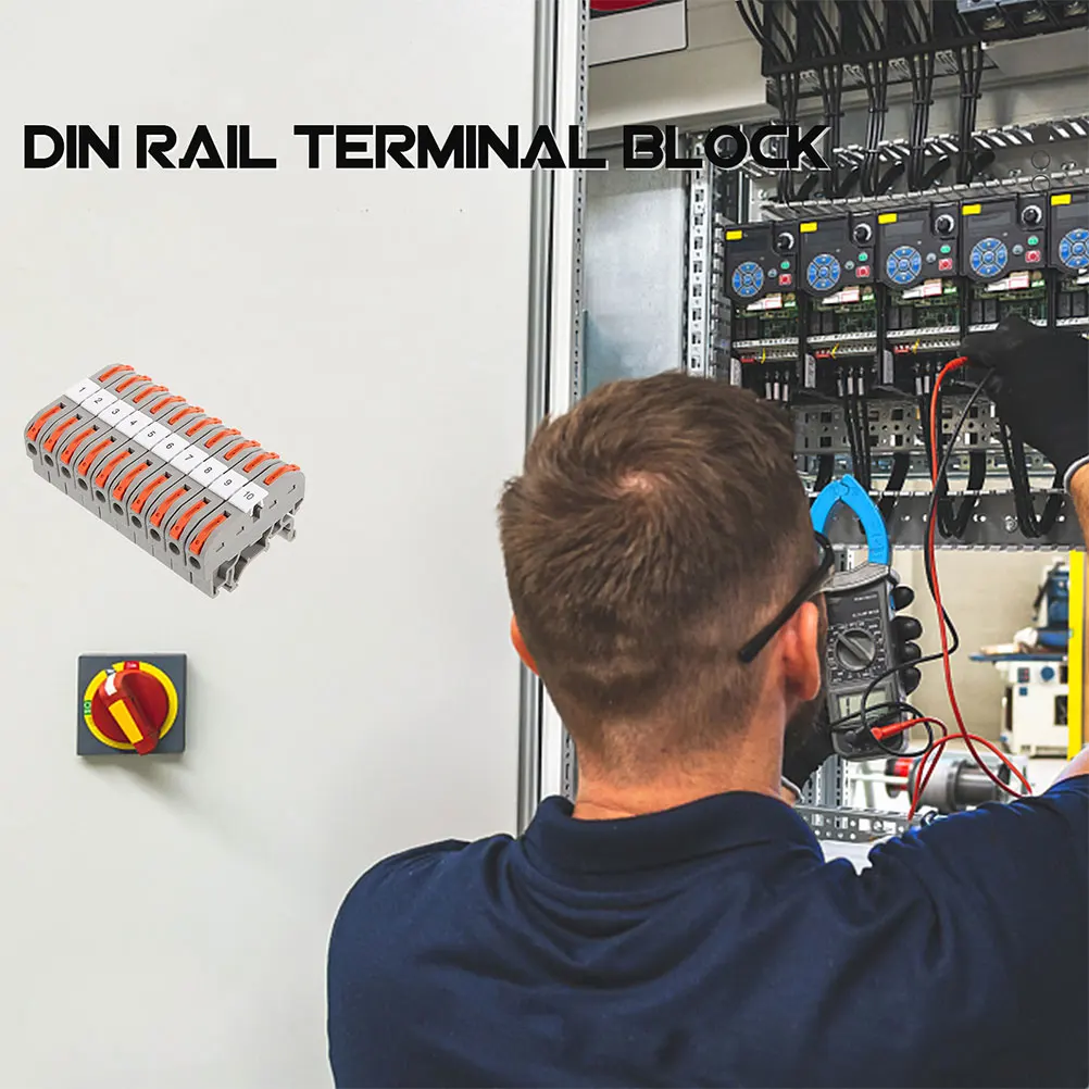 

20Sets Din Rail Terminal Block Electrical Wire Connectors Quick Connect Flame Retardant Insulation Impact Resistant