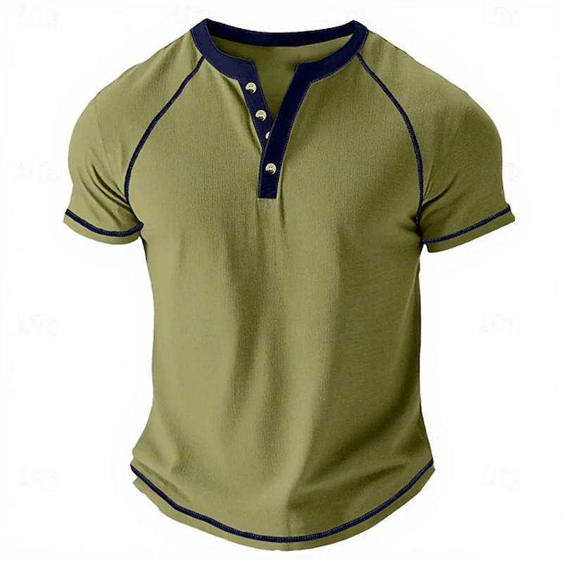 Retro heren button-down T-shirt minimalistische print T-shirt losvallend casual zomerpoloshirt stijlvolle streetwear herentop