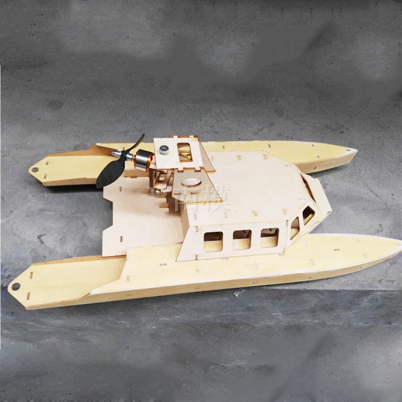 

61cm Catamaran Sailboat Model Rescue Boat Vector Steering Wind Wooden Boat Model Assembly Kit