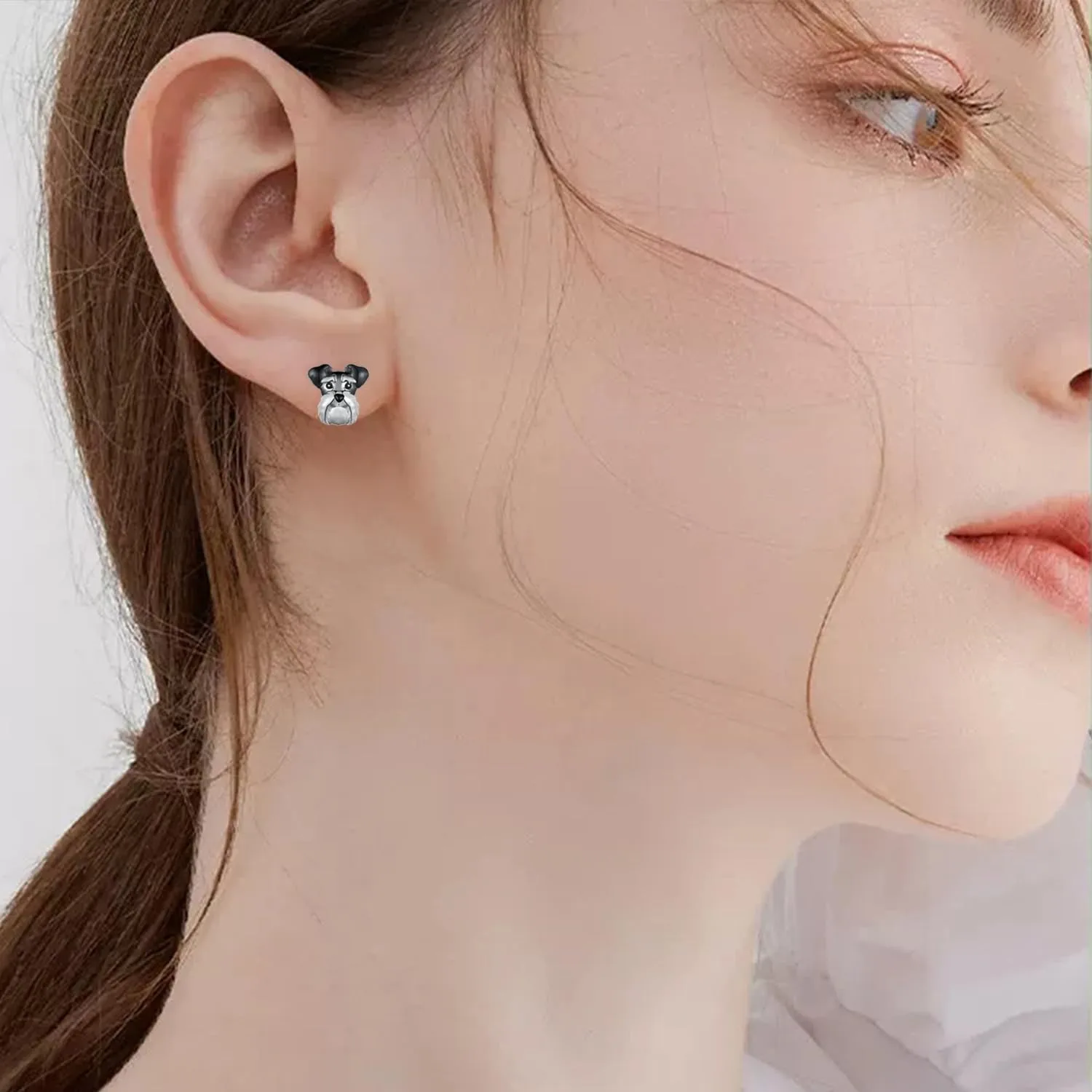 1Pair Cute Schnauzer Earrings Exquisite Women\'s Cartoon Pet Dog Memorial Jewelry Accessories Perfect HolidayGift for Dog Lovers