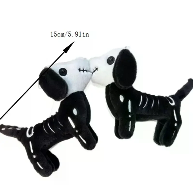 Leuke Halloween zwarte schedel hond pluche pop knuffels sleutelhanger hanger tas charme rugzak hangende ornamenten meisje sleutelhanger geschenken