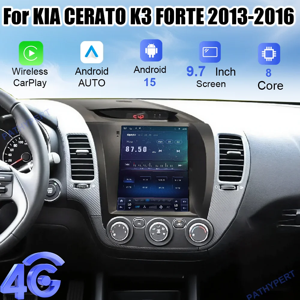 

Android 15 For KIA CERATO K3 FORTE 2013-2016 Car Audio Player Bluetooth Multimedia Carplay Display GPS Navigation Head Unit WiFi