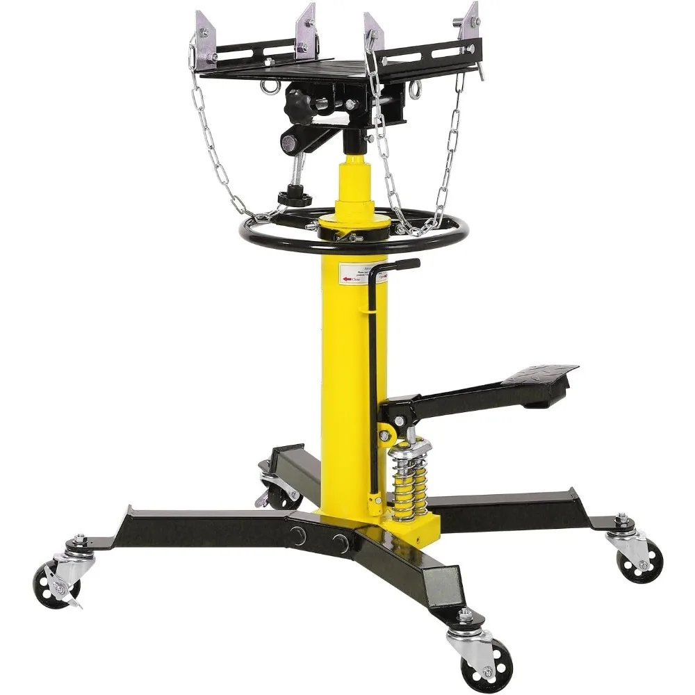 

Two-Stage Hydraulic Telescopic Garage Lift with 1322 lbs Capacity, Foot Pedal Control, and 360° Swivel Wheels for Workshop Use