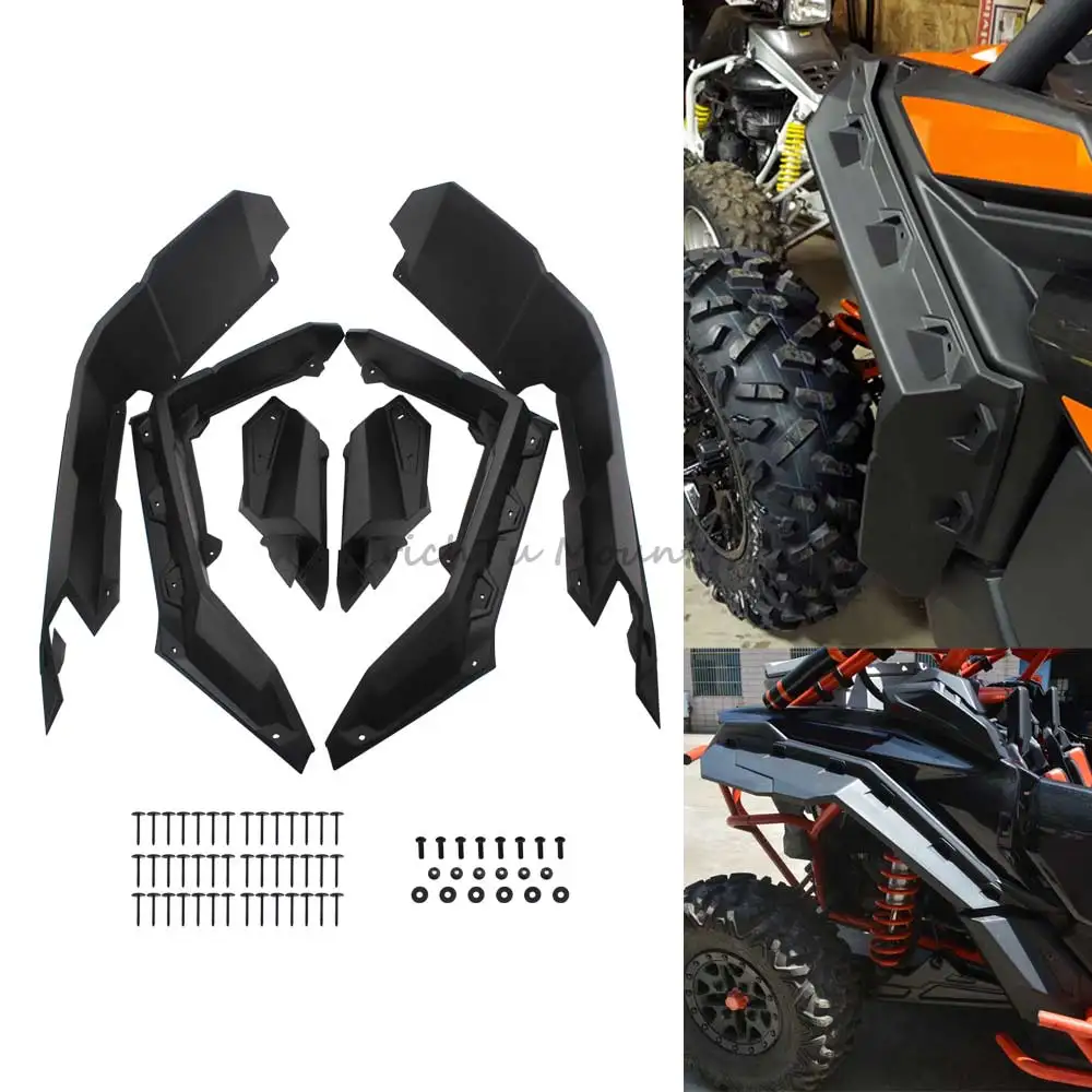 1 Set UTV Outer Fender Flares Extensions Black Splash Shield For Can-Am Maverick X3 Max RR Maverick 1000 2014-2023