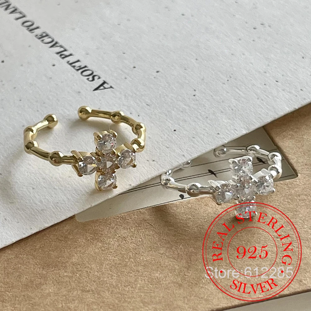 

925 Sterling Silver Crystal Cross Ring for Women & Men - CZ Serpent Jewelry Unique Design for Wedding Engagement Party Rings