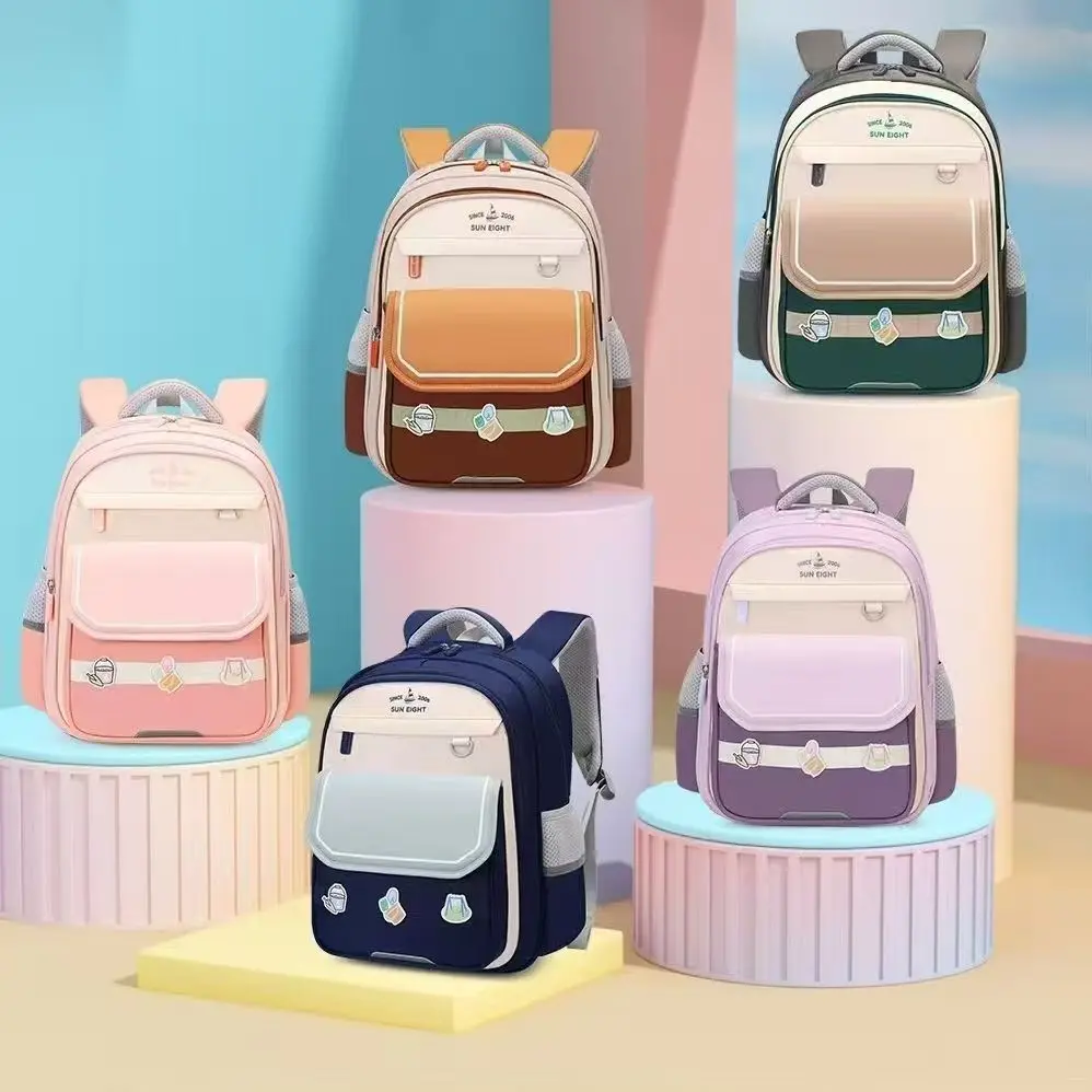Sun Eight New School Bag Grade 1-3 Primary Student Shoulder Orthopedic Backpack Large Capacity Light Water Proof Mochilas