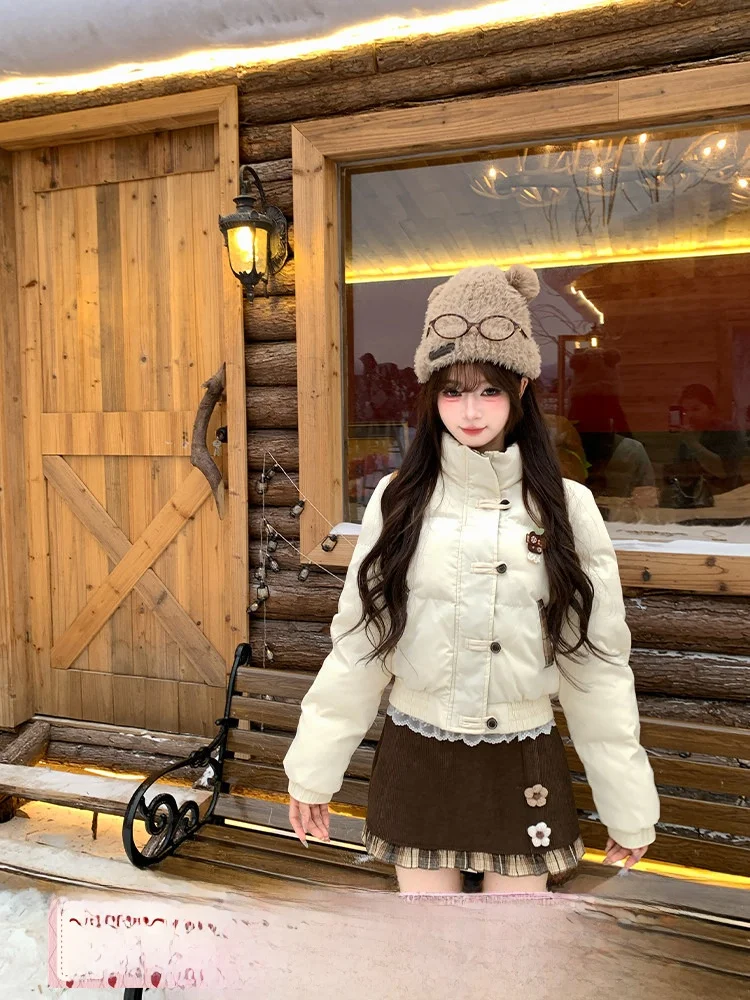 

Теплая хлопковая куртка-пальто женская зимняя с высоким воротником, повседневная, в корейском стиле, прямого кроя, без капюшона, для повседневной носки