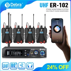 Debra-Sistema de Monitoramento In-Ear Sem Fio, UHF, ER-102, com Bluetooth 5.0, para Performance de Palco, Gravação, Banda, Baterista, Igreja