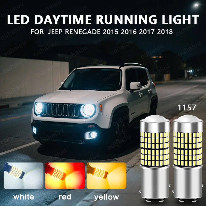 

Для Jeep Renegade 2015 2016 2017 2018 2 шт. светодиодные дневные ходовые огни DRL лампы 1157 светодиодные P21/5 Вт BAY15d 6000K