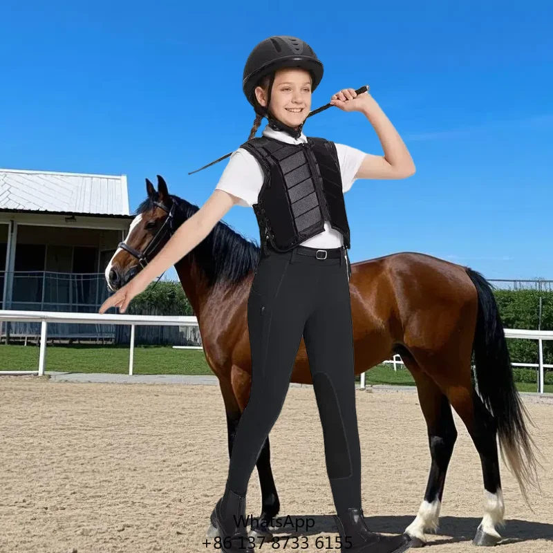 

Kids Horse Riding Pants Equestrian Knee Breeches With Silicone Printing Winter Base Layers For Ladies Training Schooling Tights