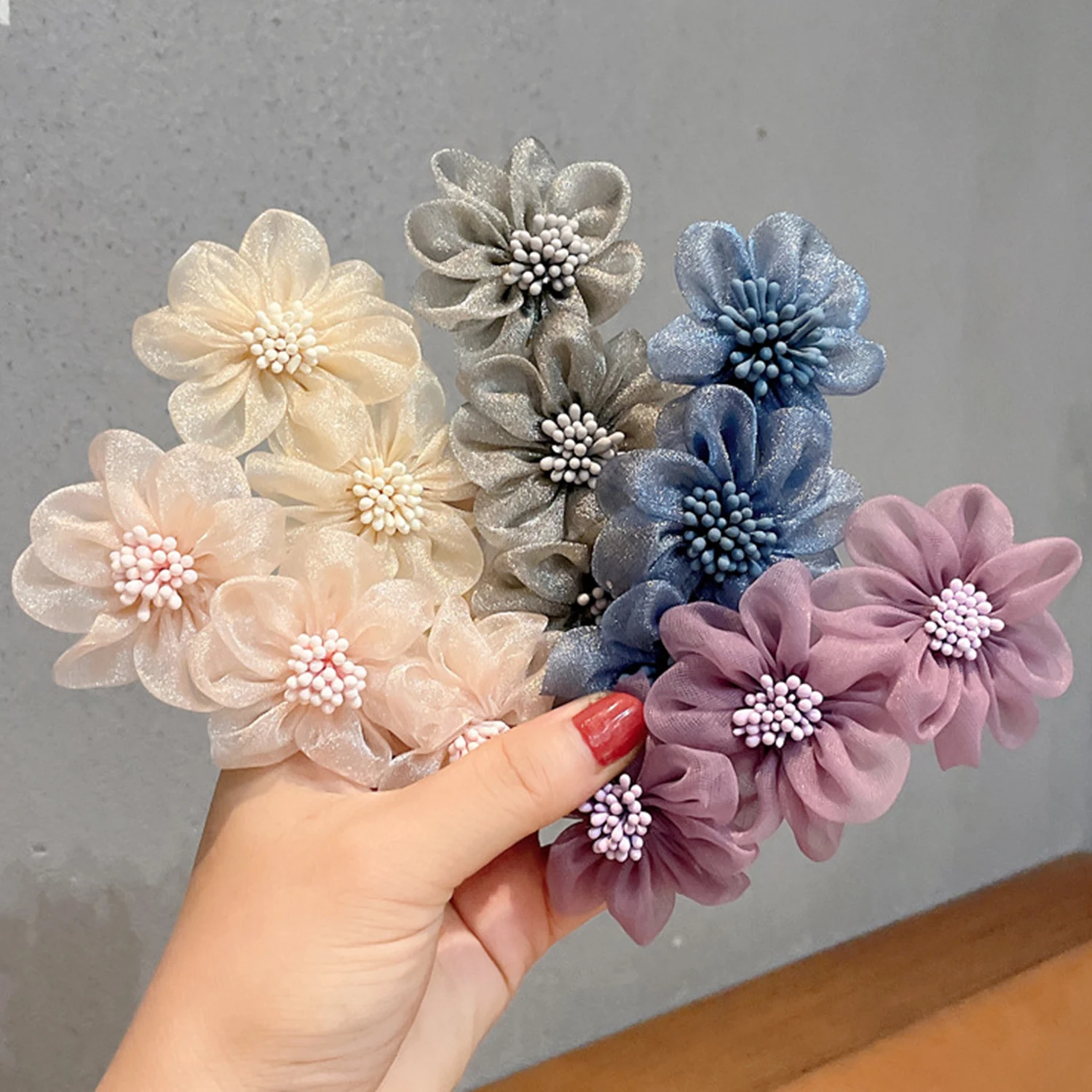 11cm Flower Hairclips Spring French Hair Clips for Bun Hair Style Fashion Blue Hairdress Hair Accessories for Girls and Women