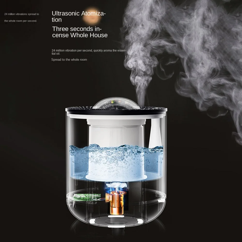 Diffuseur d'aromathérapie à projection ultrasonique, humidificateur d'air, résistant à 450 degrés, projection rotative, plusieurs modes, 360 ml