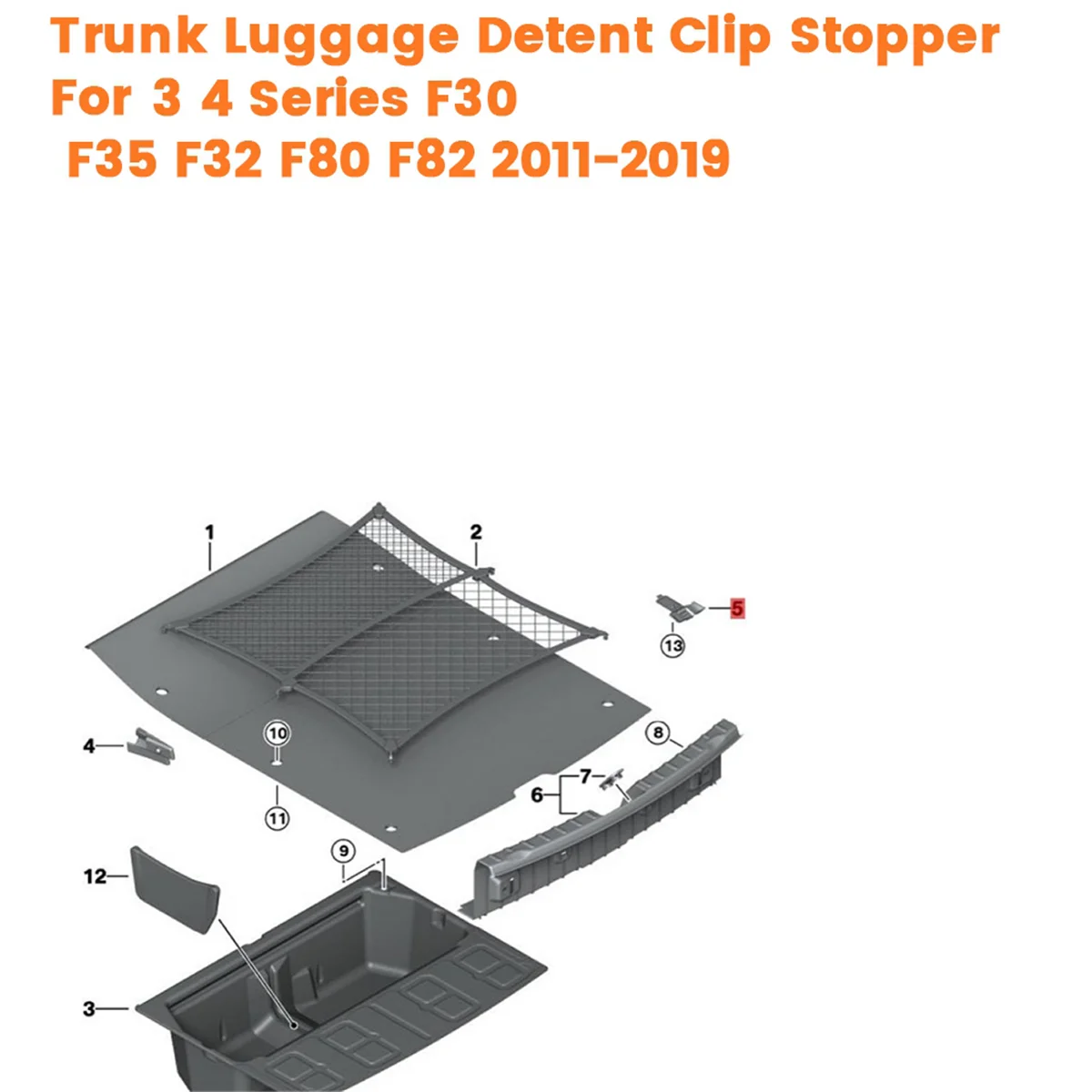 Car Boot Luggage Detent Clip Stopper 51477292662 for 3 4 Series F30 F35 F32 F80 F82 2011 2019 Trunk Liner