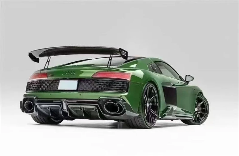 For Audi R8 2022 2023 2024 Real Dry Carbon Fiber Car Rear Bumper Lip Diffuser Splitters Spoiler Back Car Accessories body kit