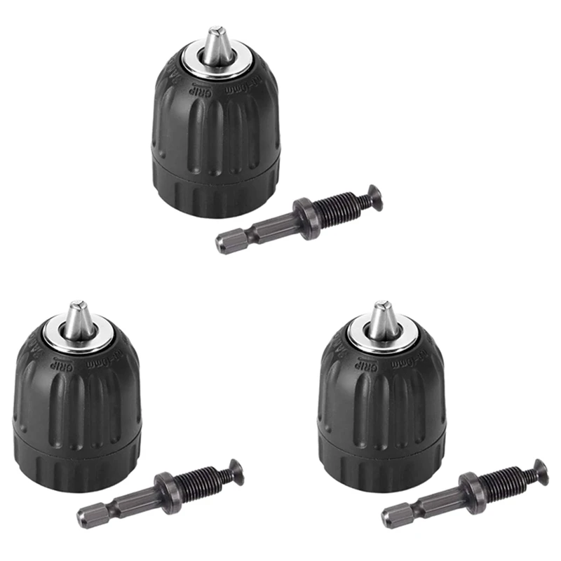 6 Pieces Of Hand-Tight Chuck Set Adapter Heavy Duty 10Mm Keyless Drill Chuck With Adapter Hardware Tools