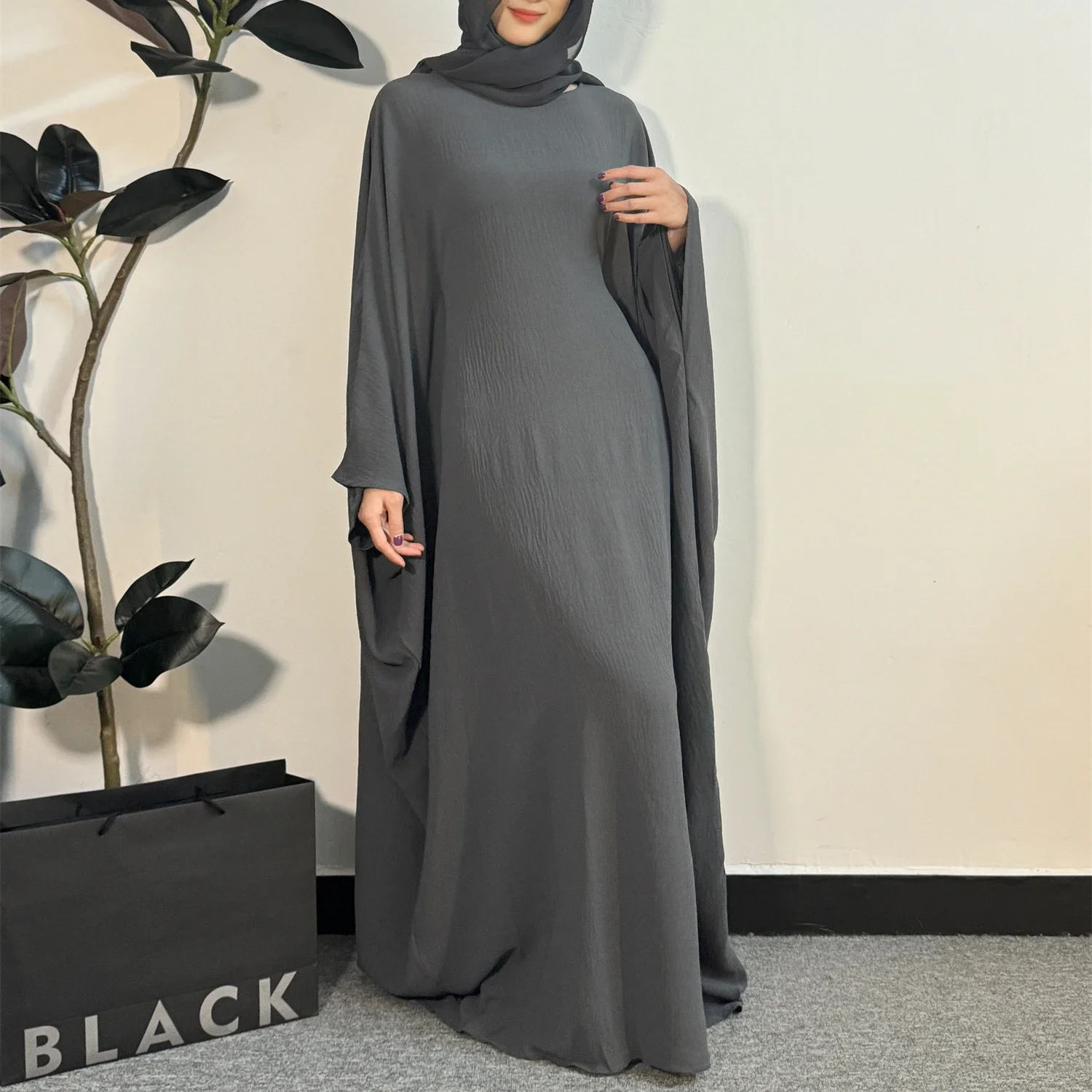 Muslim Abayas Loose Ramadan Maxi Dresses Women Jilbabs Full Sleeve O-neck Casual Solid Robe Islamic Dresses Muslim Dress